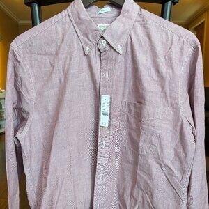 NWOT J. Crew Secret Wash cotton poplin shirt in Red Ochre End on End